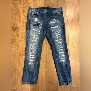 Torrid destroyed Distressed patched boyfriend Jeans 16